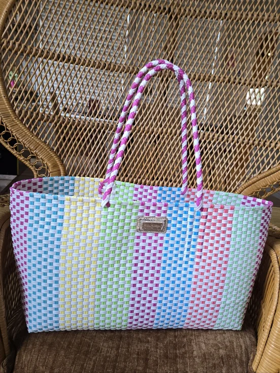 Lilly Pulitzer Woven Pastel Stripe Tote Bag - Multicolor GWP - Picture 2 of 4